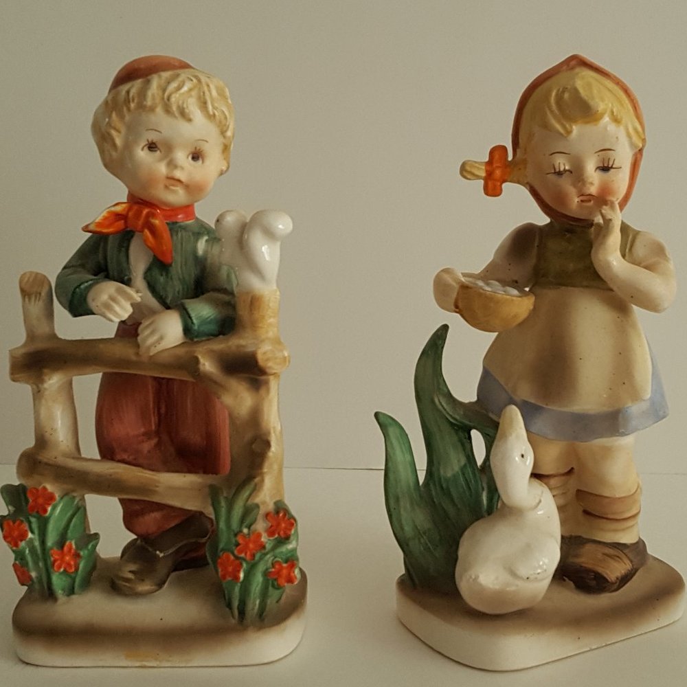 Collectible Figurines Boy with Squirrel, Girl with Duck Japan "As Is" PLS READ - Picture 5 of 16